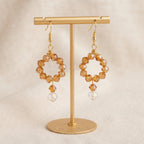 Amber Crystal & Gold Dangle Earrings