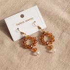 Amber Crystal & Gold Dangle Earrings