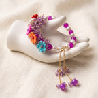 Royal Blossom Beaded Bracelet with Charm Dangles
