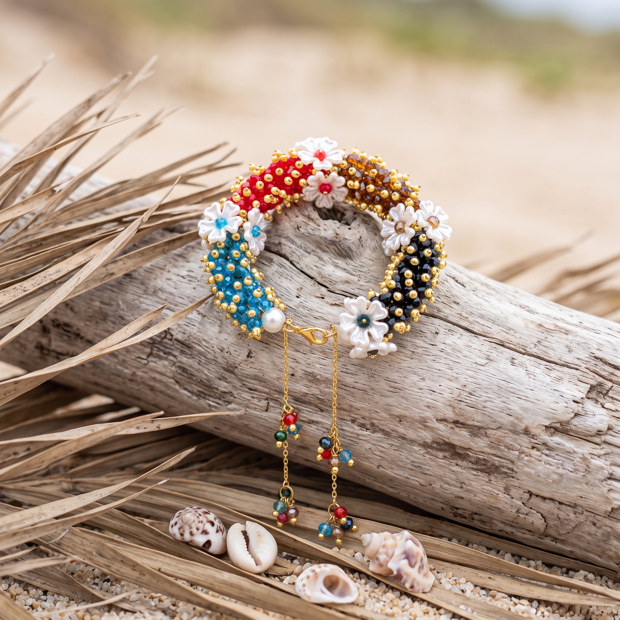 Rainbow Blossom Pearl Bracelet