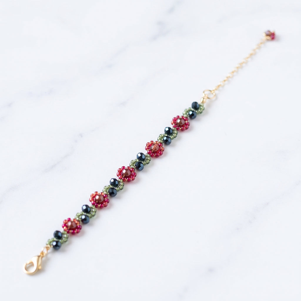 Ruby Cascade Beaded Bracelet