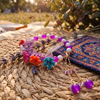 Royal Blossom Beaded Bracelet with Charm Dangles