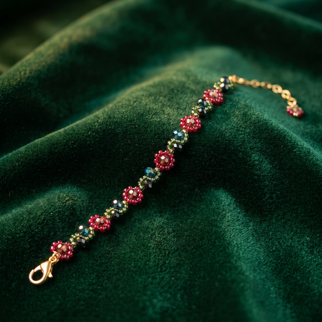 Ruby Cascade Beaded Bracelet