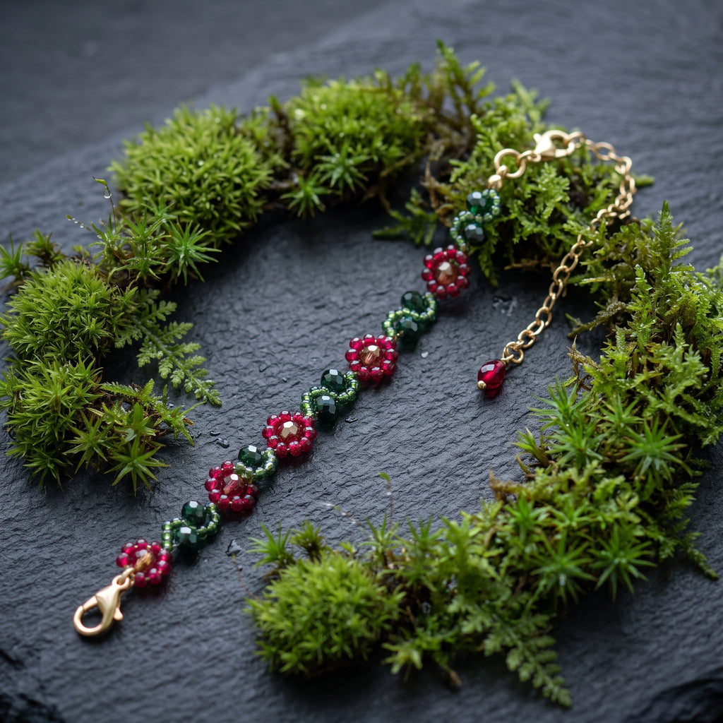Ruby Cascade Beaded Bracelet