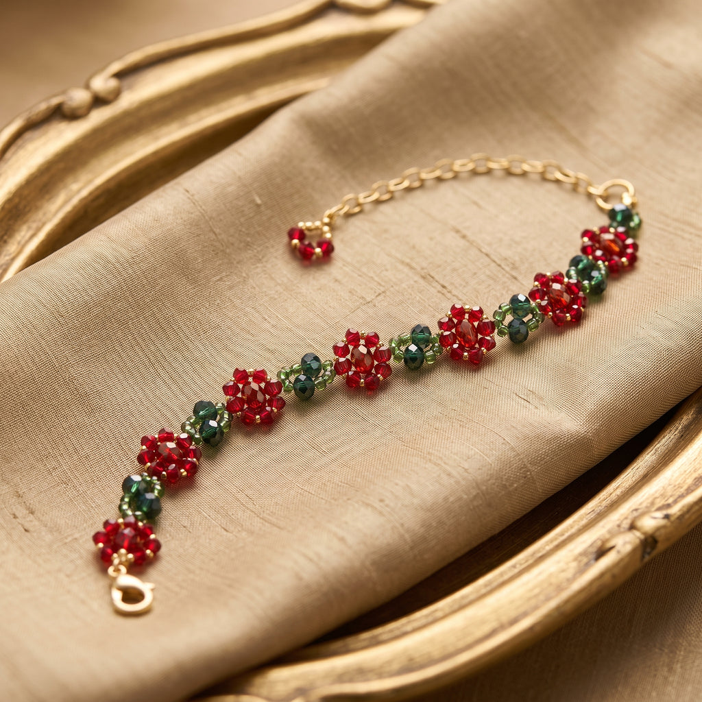 Ruby Cascade Beaded Bracelet