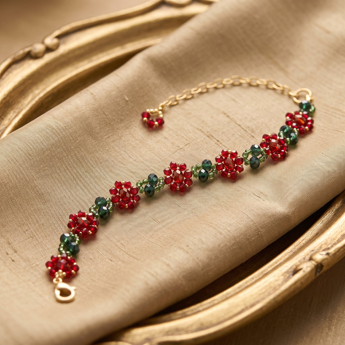 Ruby Cascade Beaded Bracelet