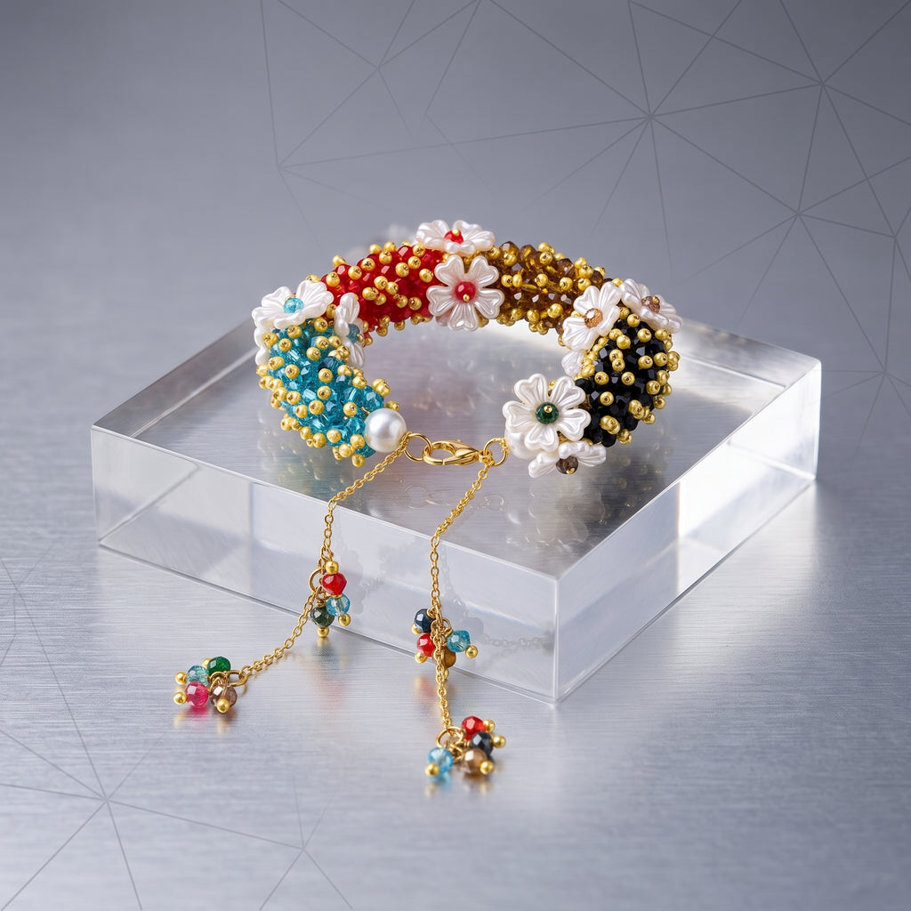 Rainbow Blossom Pearl Bracelet