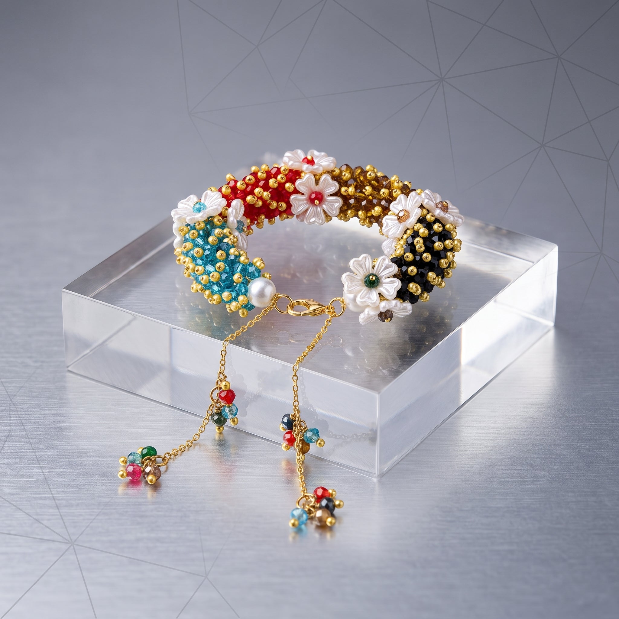 Rainbow Blossom Pearl Bracelet