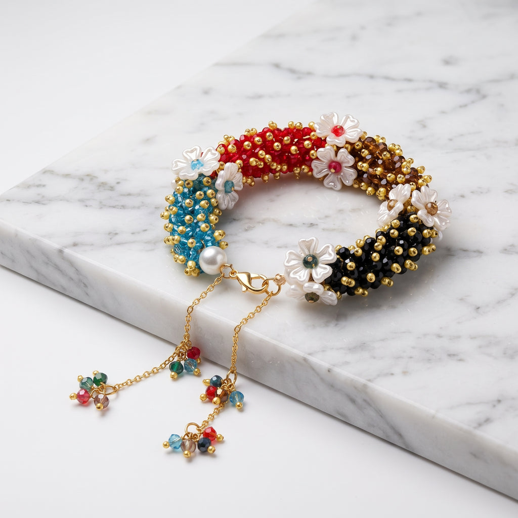Rainbow Blossom Pearl Bracelet