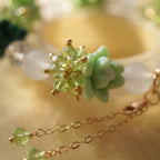 Emerald & Mint Floral Dangle Beaded Bracelet