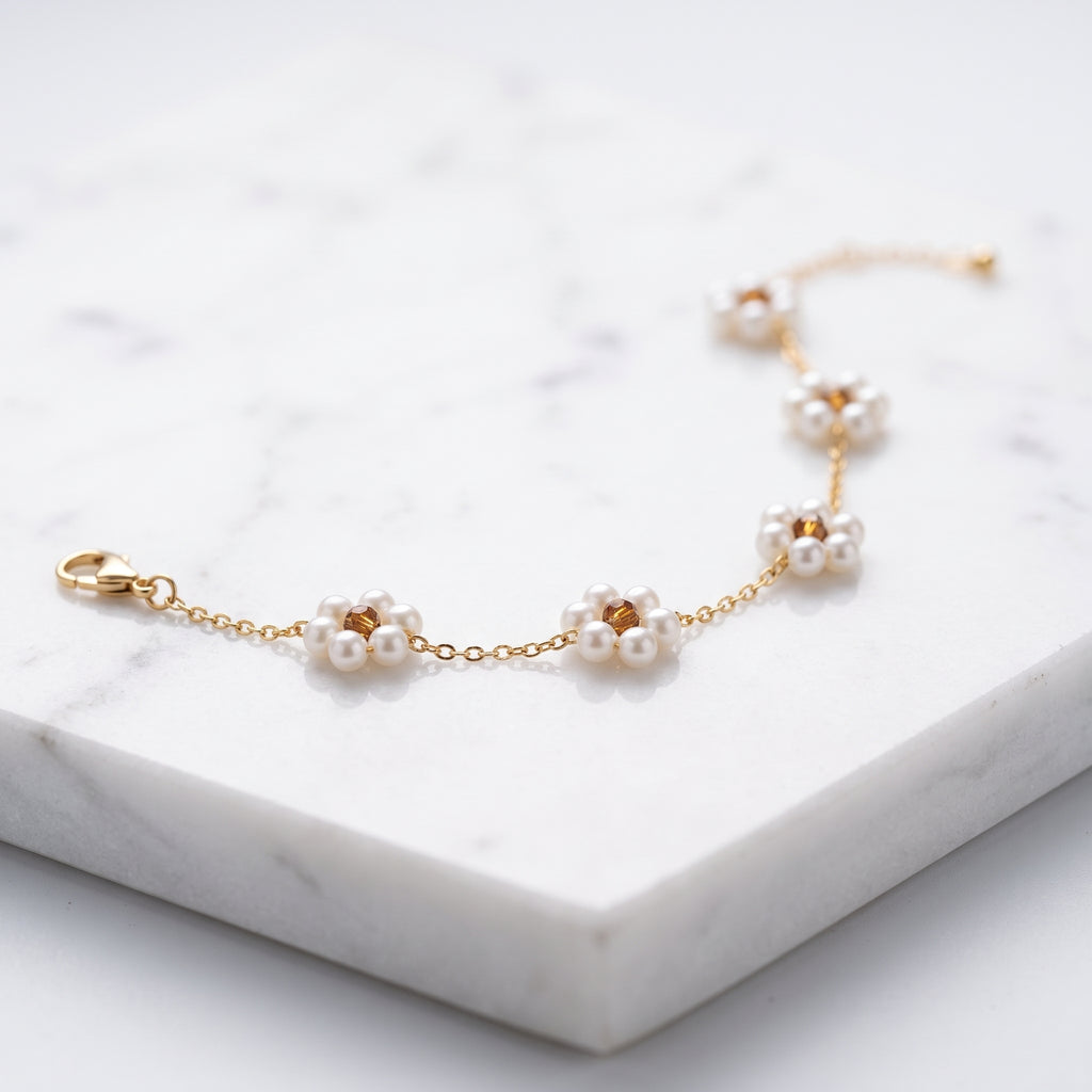 Minimalist Pearl Blossom Bracelet