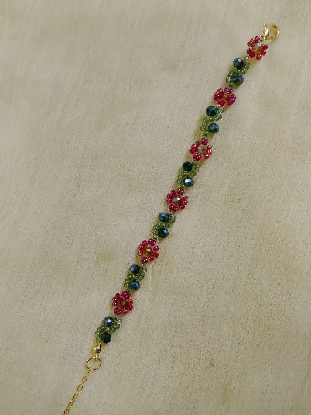 Ruby Cascade Beaded Bracelet