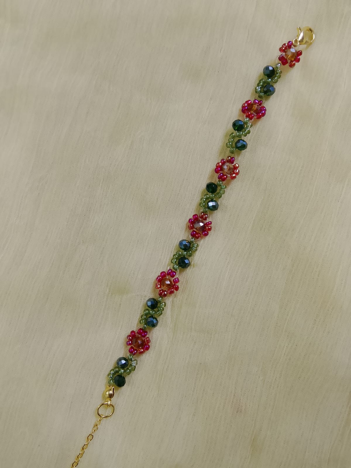 Ruby Cascade Beaded Bracelet