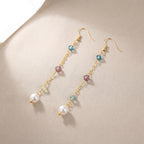 Multicolour Beaded Pearl Long Chain Dangle Earrings