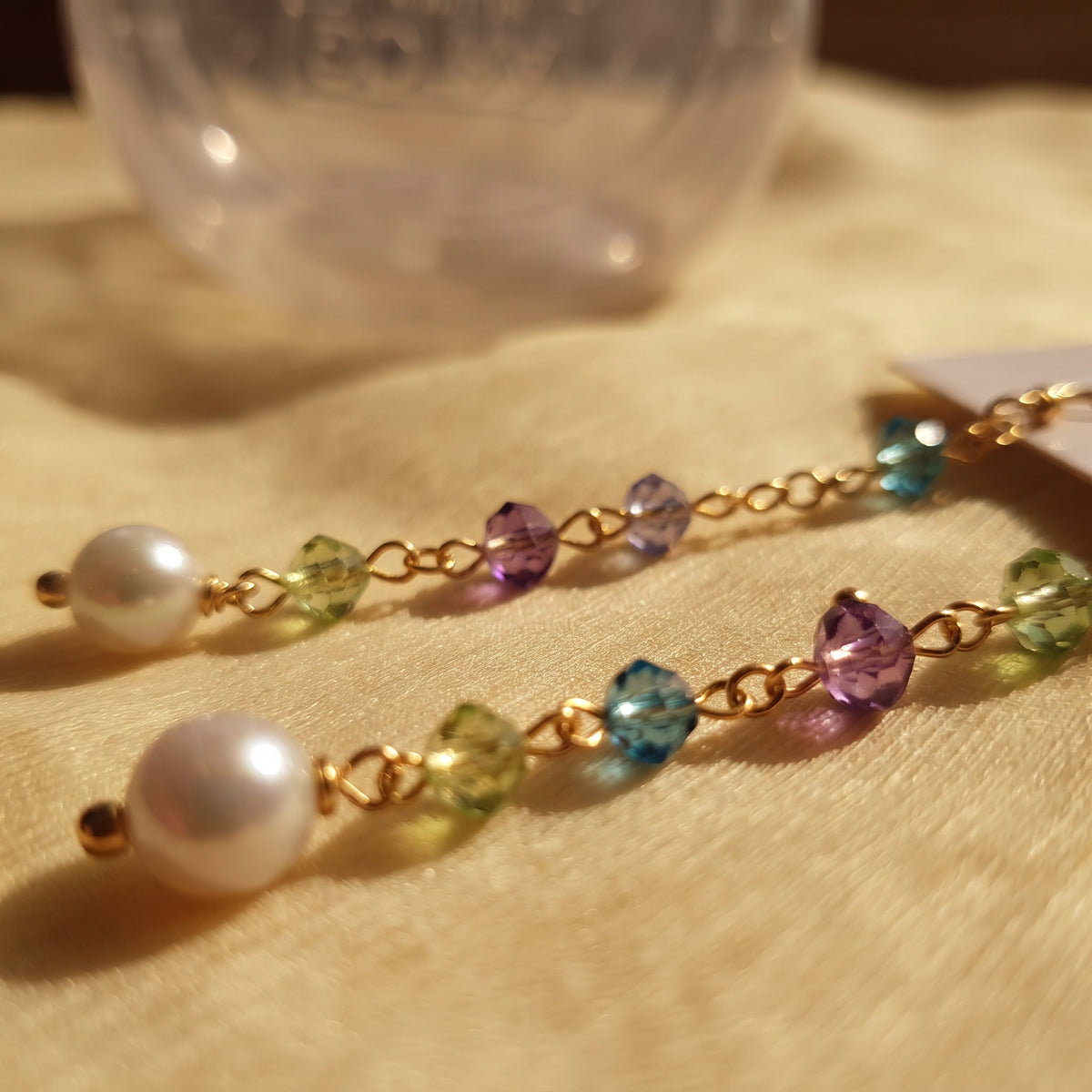 Multicolour Beaded Pearl Long Chain Dangle Earrings