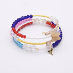 Multicolour Butterfly & Rose Beaded Wrap Bracelet