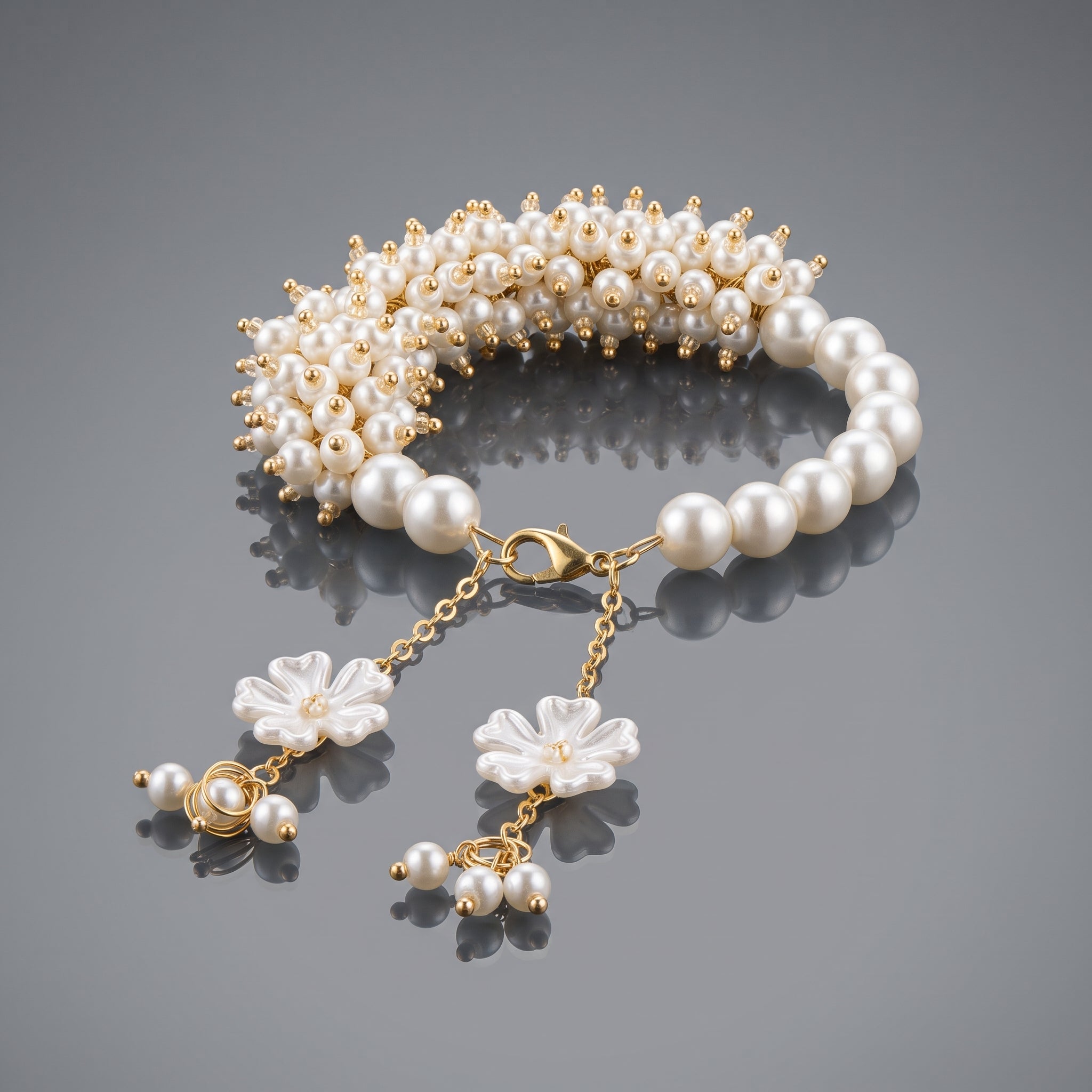 Ghungroo Pearl Cluster Bracelet