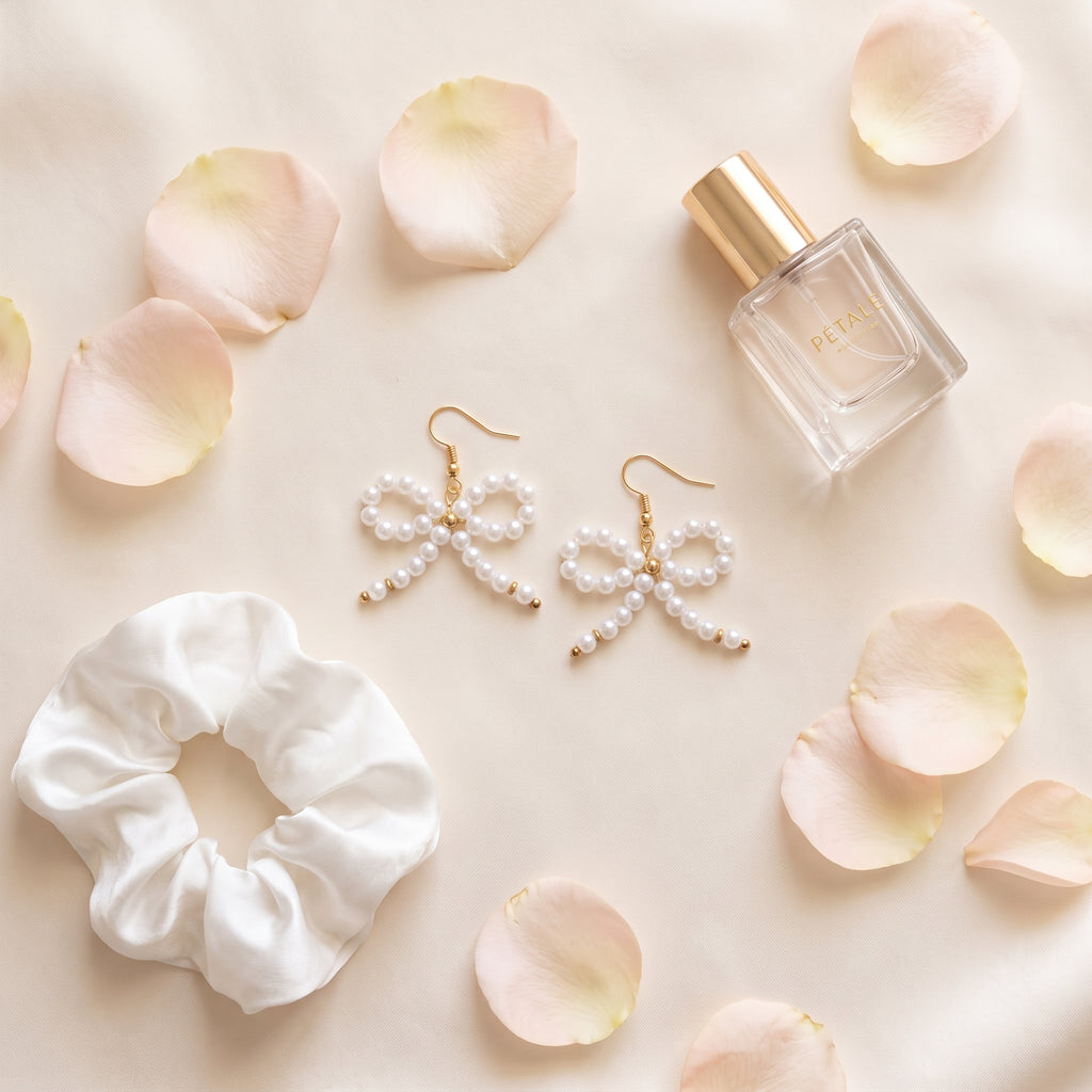 Pearl Bow Dangle Earrings