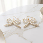 Pearl Bow Dangle Earrings