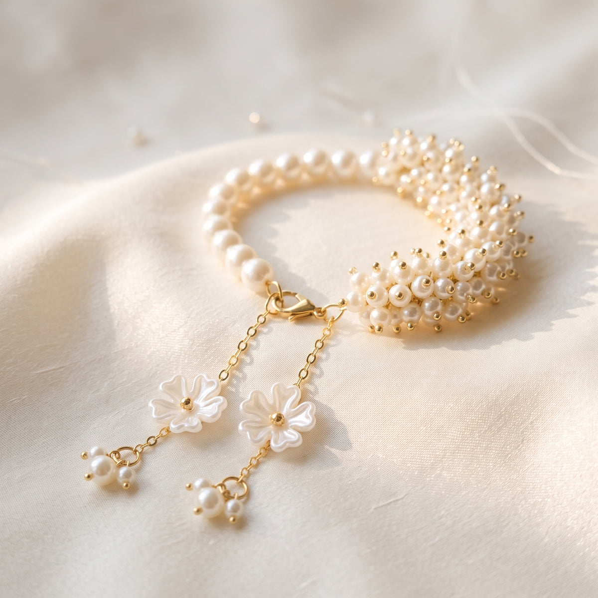 Ghungroo Pearl Cluster Bracelet