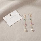 Multicolour Beaded Pearl Long Chain Dangle Earrings