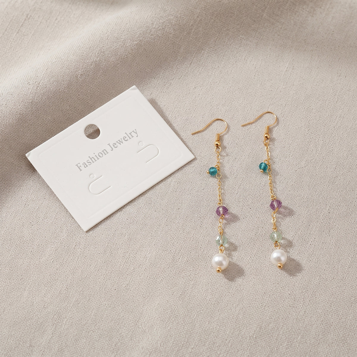 Multicolour Beaded Pearl Long Chain Dangle Earrings
